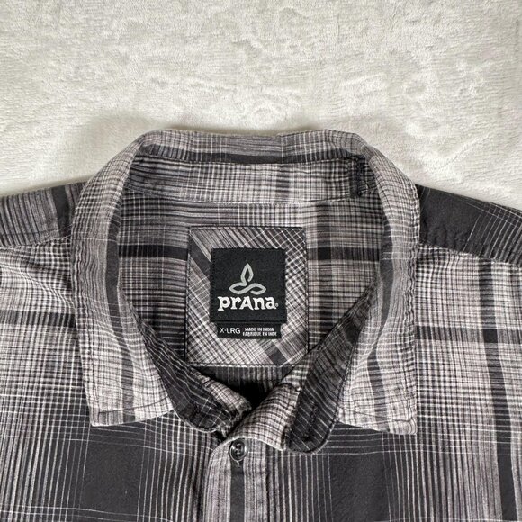 Prana Shirt Men Size XL Plaid Short Sleeve Single Pocket Made in India EUC - Picture 3 of 8